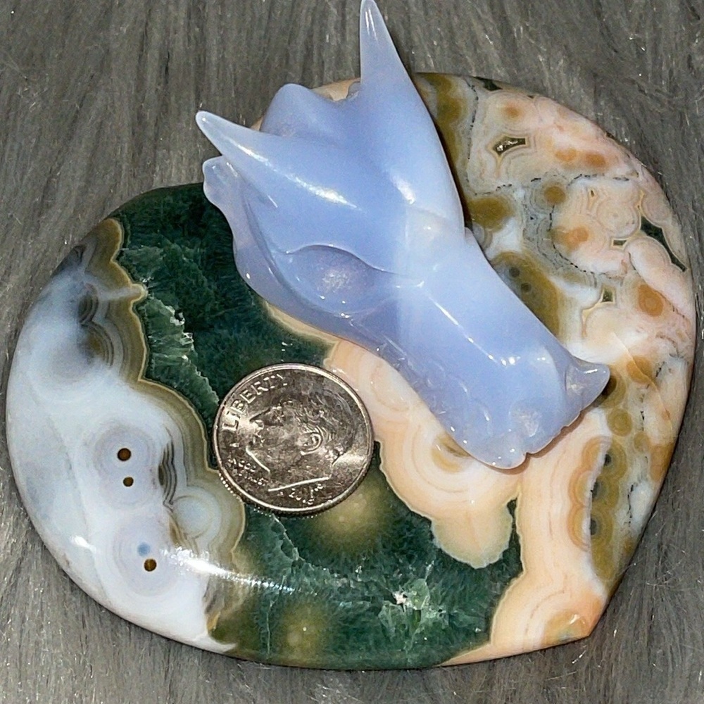 Blue Chalcedony Dragon Head - Picture 7 of 11